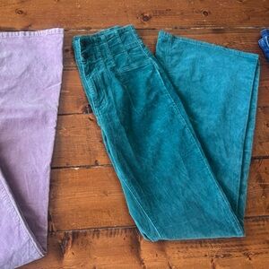 Free People Purple and Teal Flare Jeans